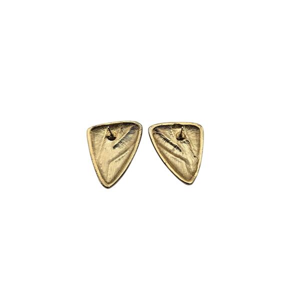 Vintage Triangle Enamel Post Earrings – Black & Gold - Picture 4 of 4